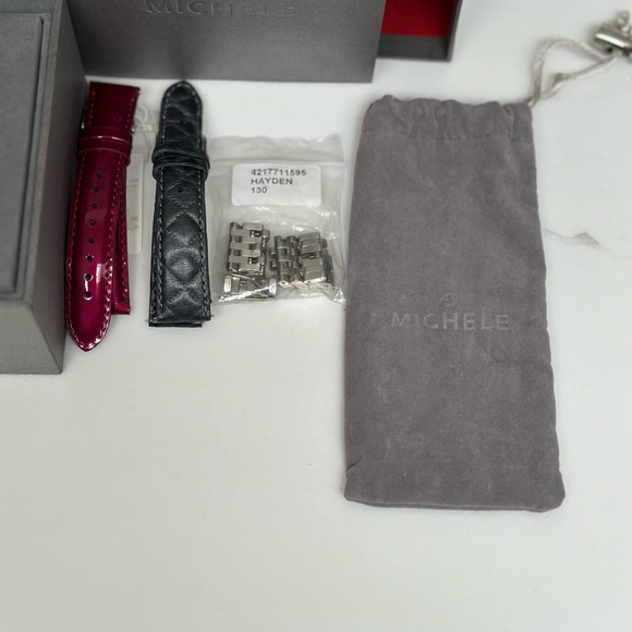 MICHELE Deco Diamond Chronograph Bracelet Watch with 3 straps, 33mm - Picture 8 of 16